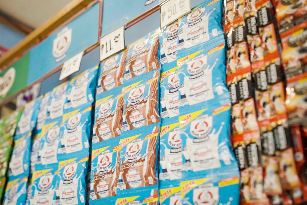 Milk and coffee products sold in sachets