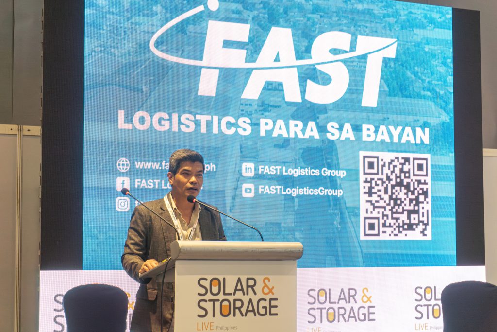 At Solar & Storage Live Philippines 2026, FAST Logistics Group CEO for Logistics Manuel L. Onrejas Jr. announced his large-scale renewable energy and electrification roadmap, including plans to solarize 40 hectares of warehouse roof space and build a closed-loop ecosystem powered by solar energy, EV chargers, and fully electric trucks.