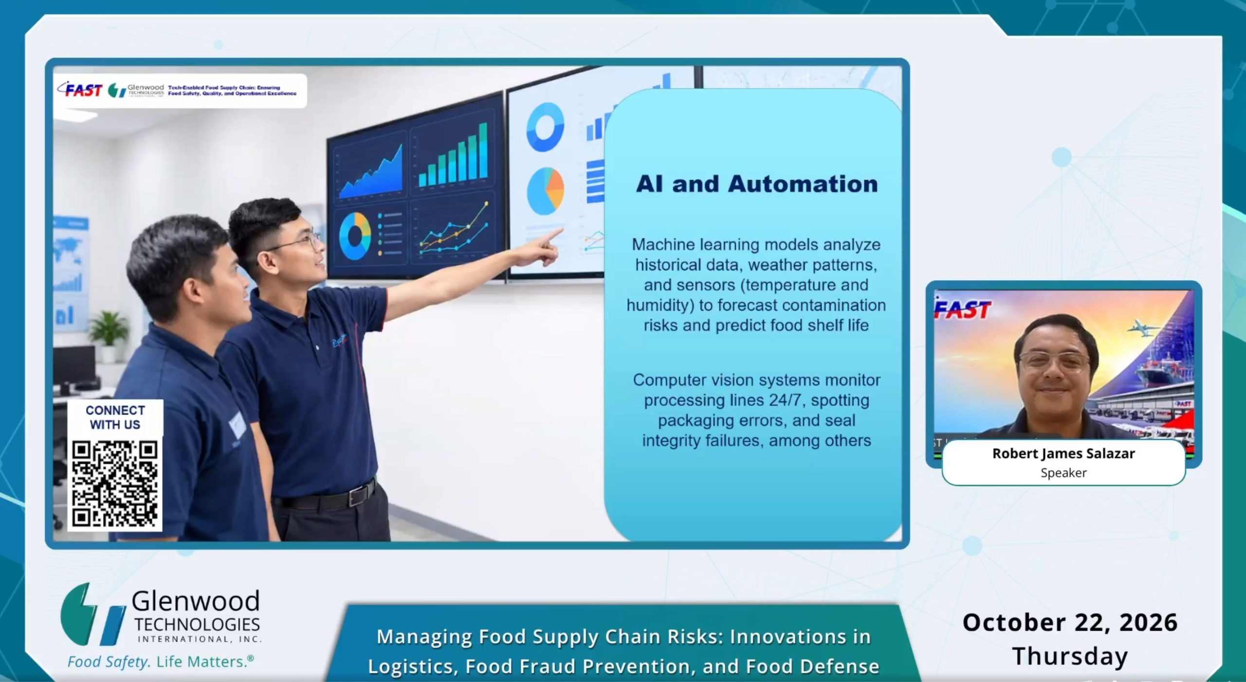 FAST Logistics Group Business Unit Head for Toll Manufacturing and Value-Added Services Robert James Salazar shared practical insights on food safety and operational excellence across the entire supply chain at the Food Safety Trends Webinar